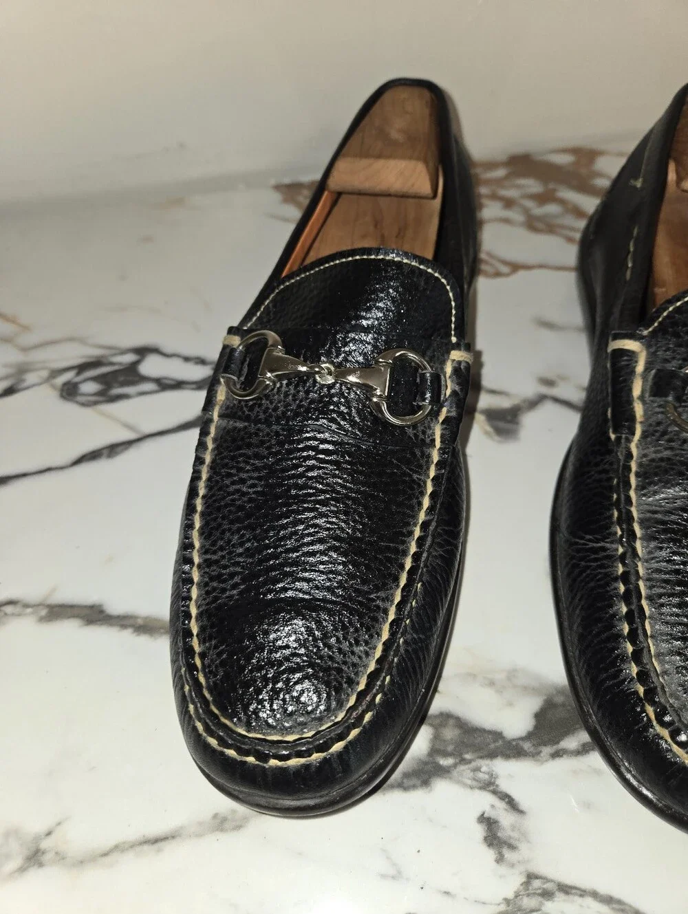 Martin Dingman Mens Pebbeled Leather Loafers  Size 10 1/2 M